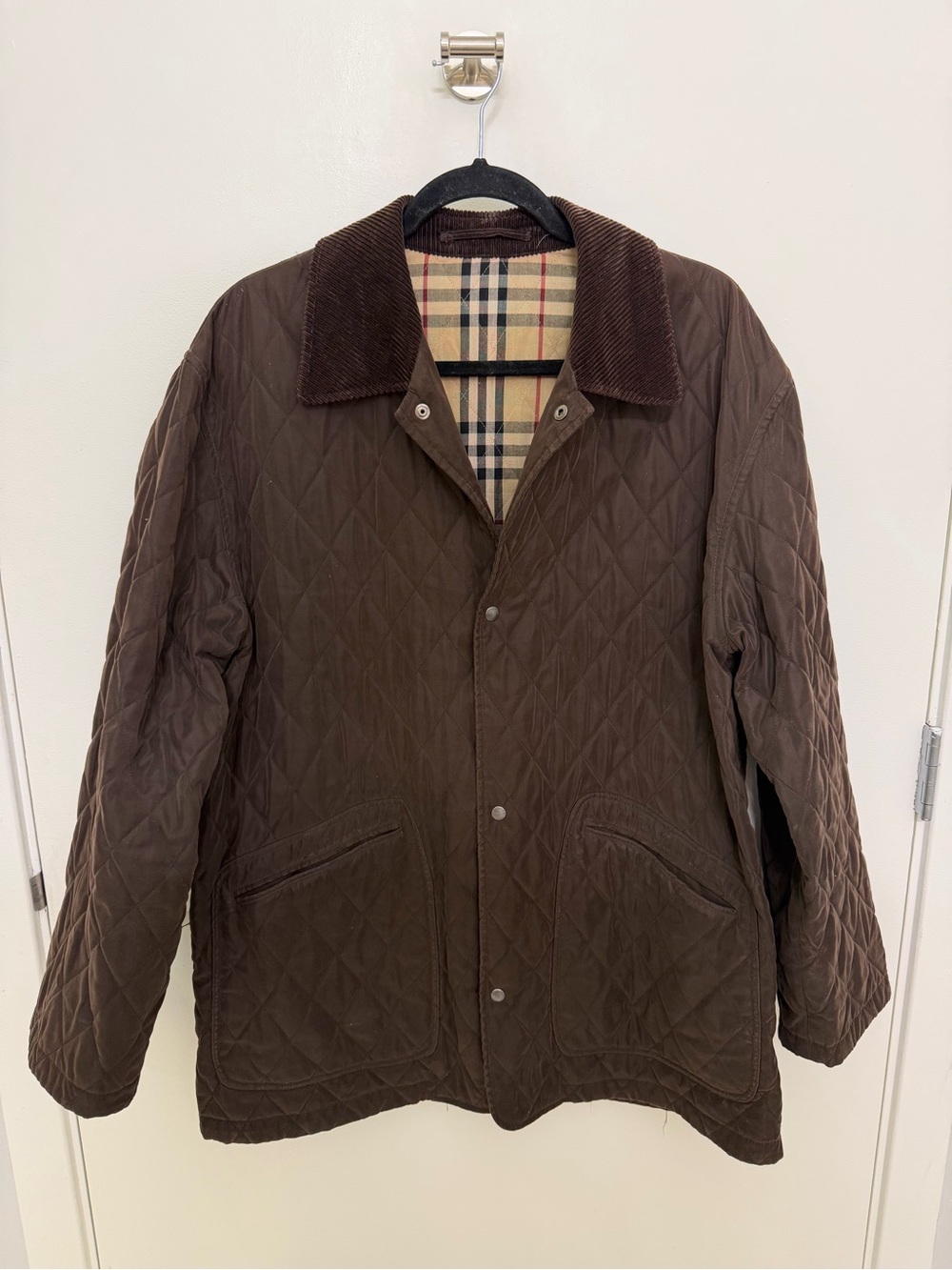 Burberry Quilted Brown Corduroy-Collar Men's Jacket